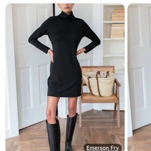 Emerson Fry, organic black turtleneck short dress
